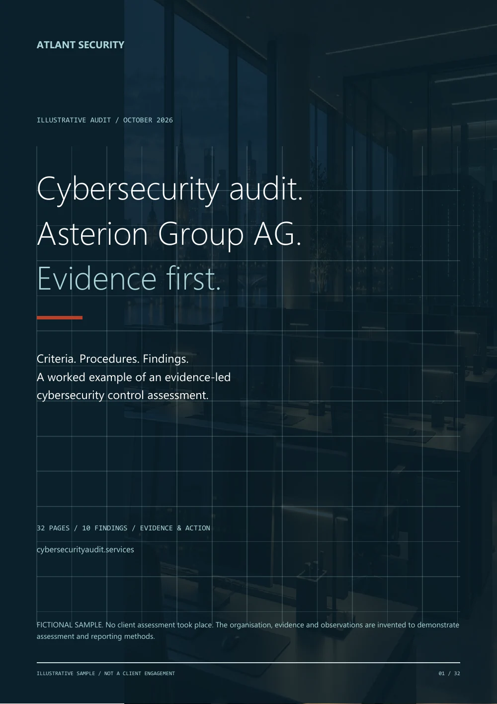 Asterion Group AG, page 1 of the fictional Asterion Group AG audit. Text summary follows.